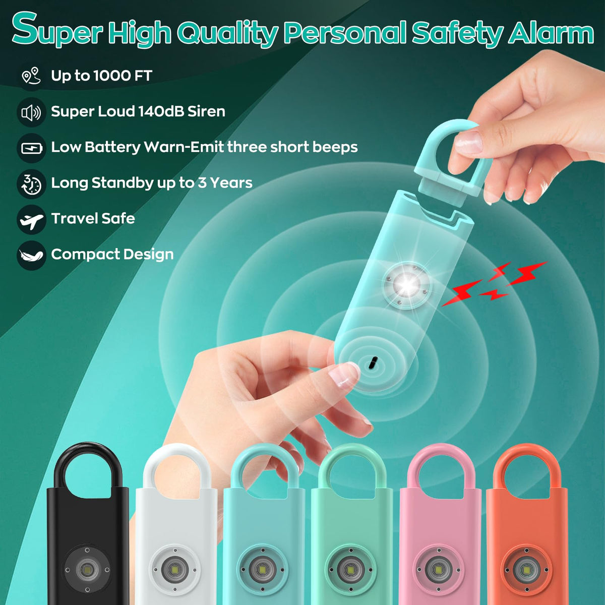 Fauxomor 140dB alarm pack pink blends style with security for night runs and travel