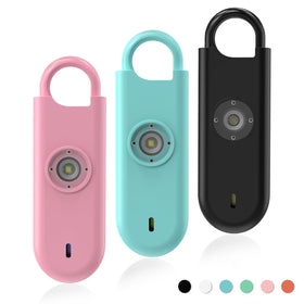 Fauxomor 140dB safety alarm keychain pink with loud siren and strobe for quick attention