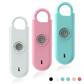 Fauxomor 140dB safety alarm keychain with strobe light for personal security.