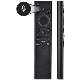 FAVLOV Samsung voice remote front view with shortcuts for quick access