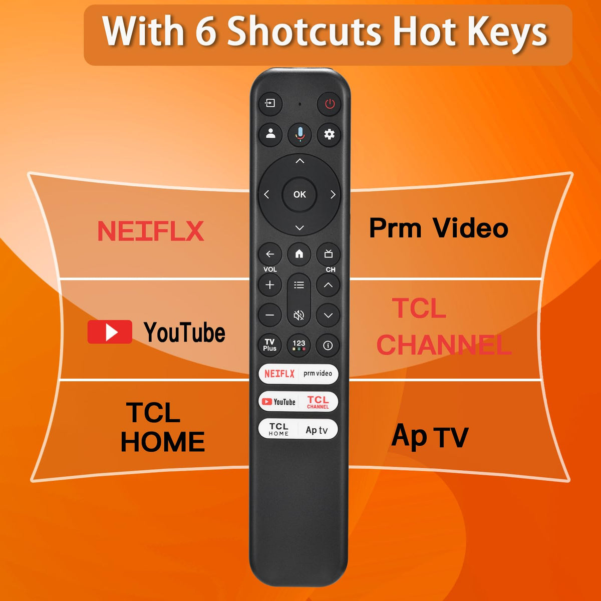 Backside ergonomic design of FAVLOV TCL remote