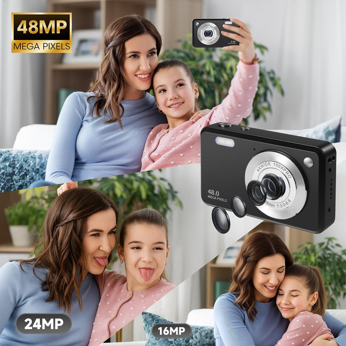 Fceoul kids camera 48MP sensor delivers sharp images during outdoor adventures.