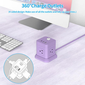 FDTEK Cube Power Strip 10 ft cord extending reach across a room.