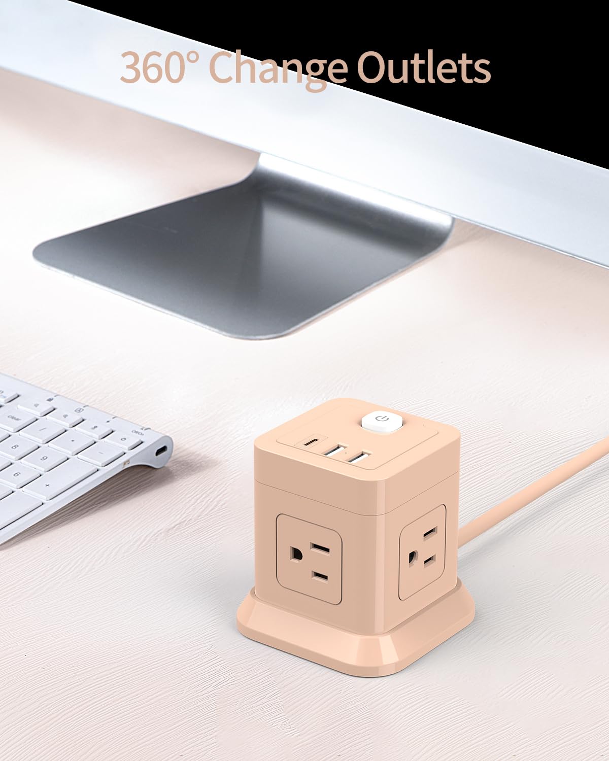 FDTEK Cube Power Strip compact portable design fits desks and travel