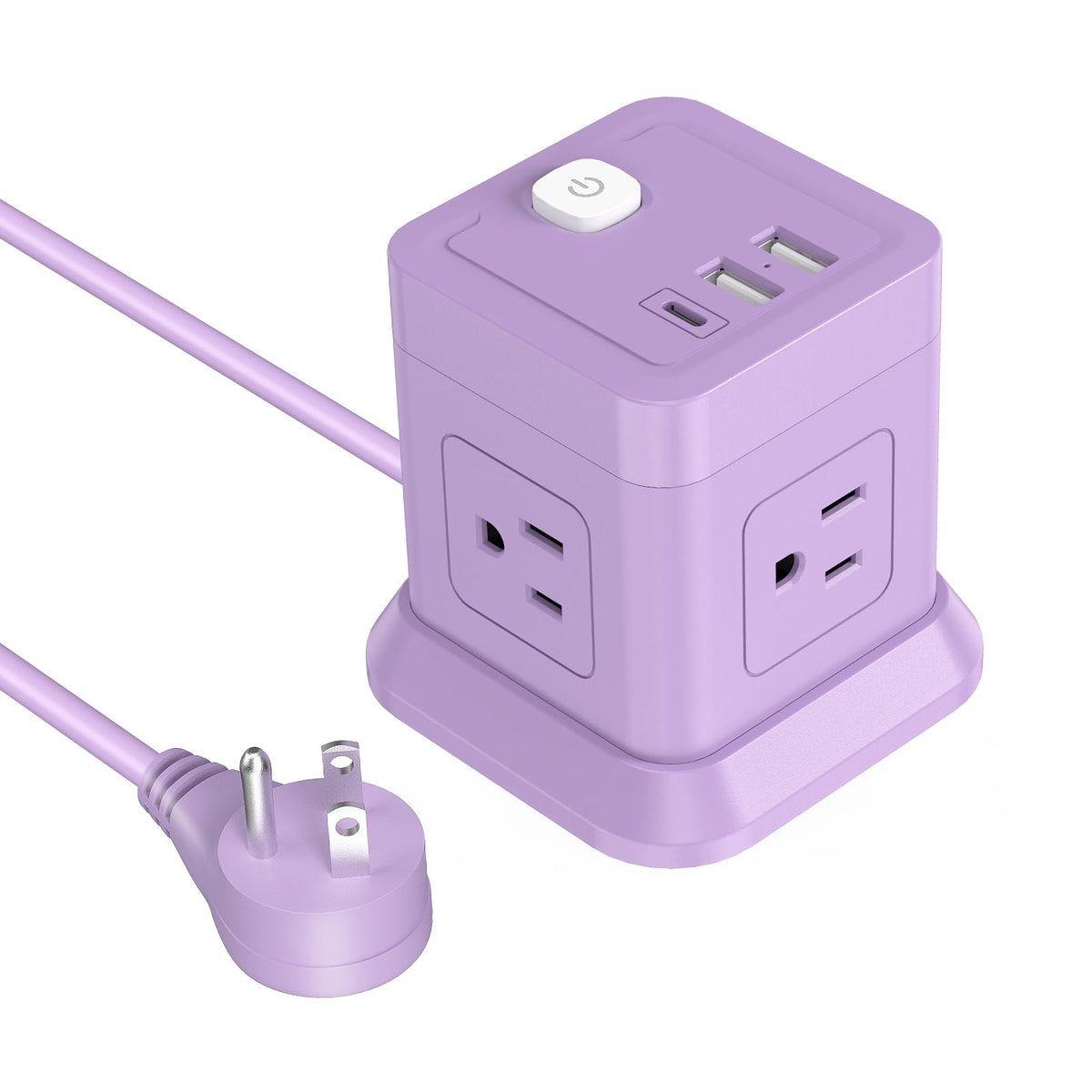 FDTEK Cube Power Strip with four widely spaced outlets keeps large adapters from blocking each other.