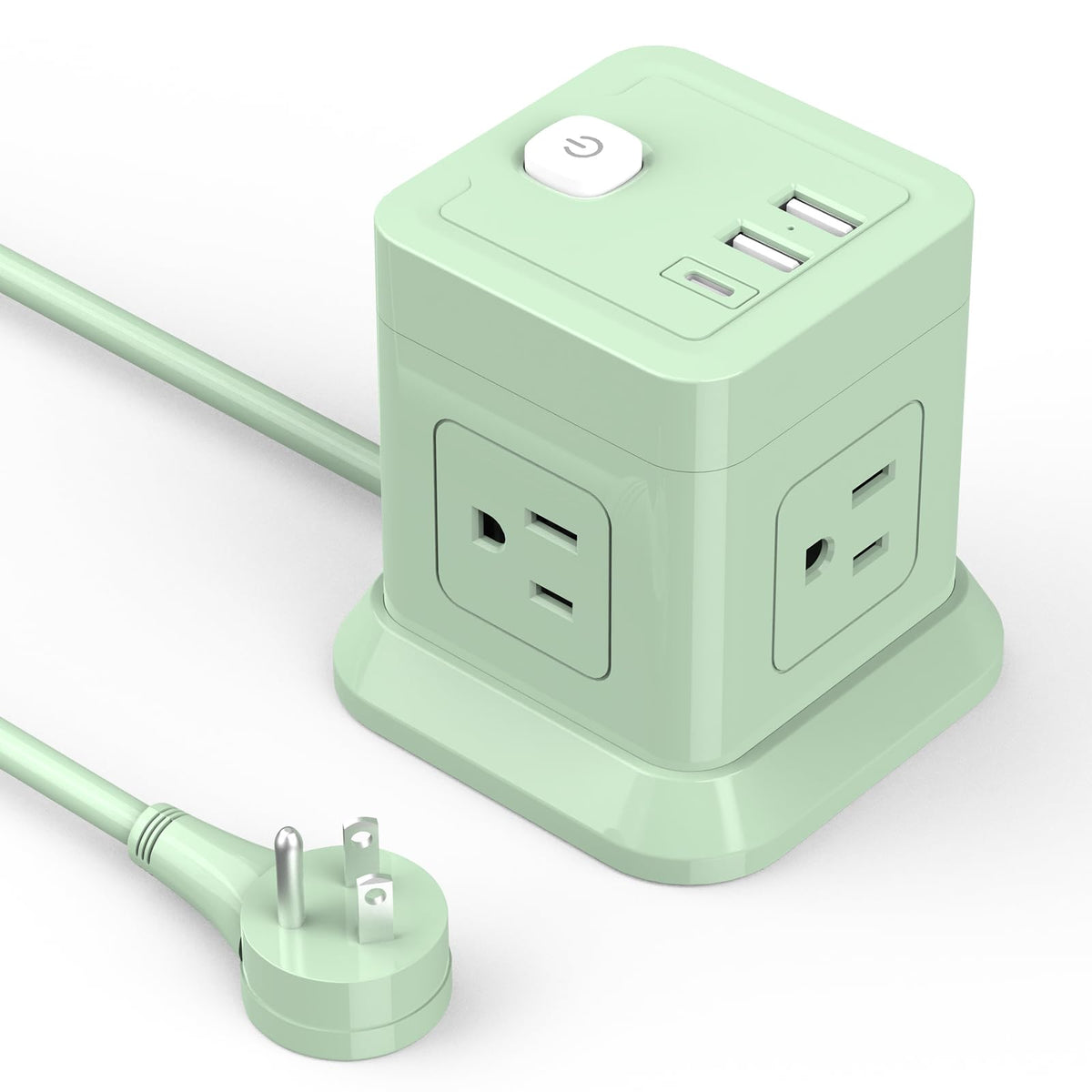 FDTEK Cube Power Strip close-up of four side outlets for easy multi-device charging