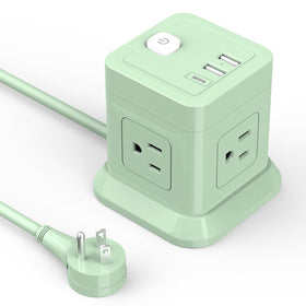 FDTEK Cube Power Strip close-up of four side outlets for easy multi-device charging