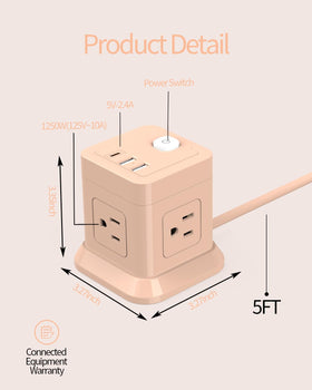 FDTEK Cube Power Strip smart USB charging detects devices for efficient power