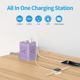 FDTEK Cube Power Strip USB ports visible for fast multi-device charging.