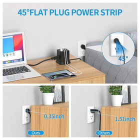 FDTEK extension cord powering home office devices to keep workspace organized