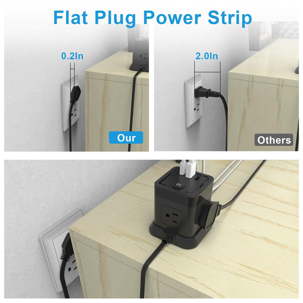 FDTEK Power Cube on desk keeps charging neat and accessible
