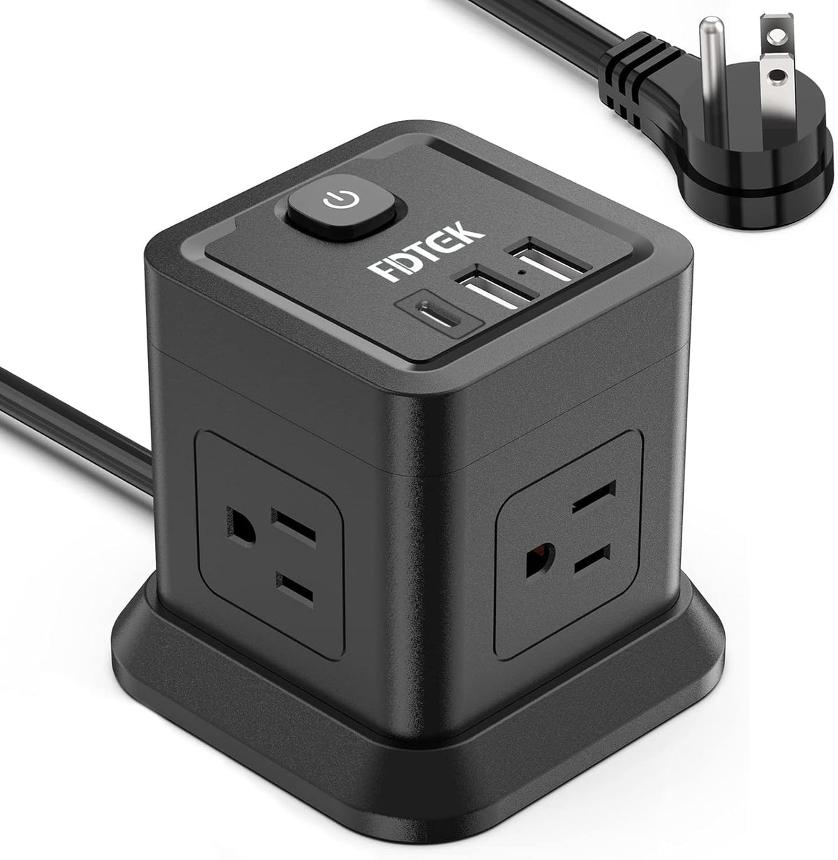 FDTEK power strip with four outlets for desk charging