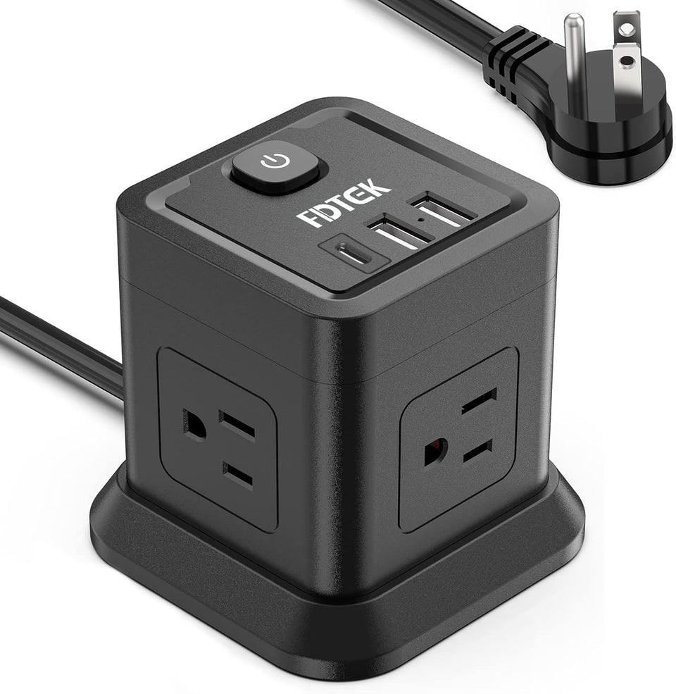 FDTEK power strip with four outlets for desk charging