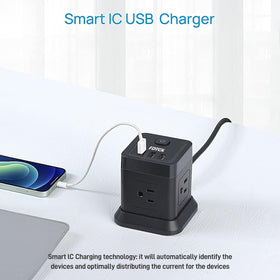 FDTEK power strip compact cube design for travel and home office