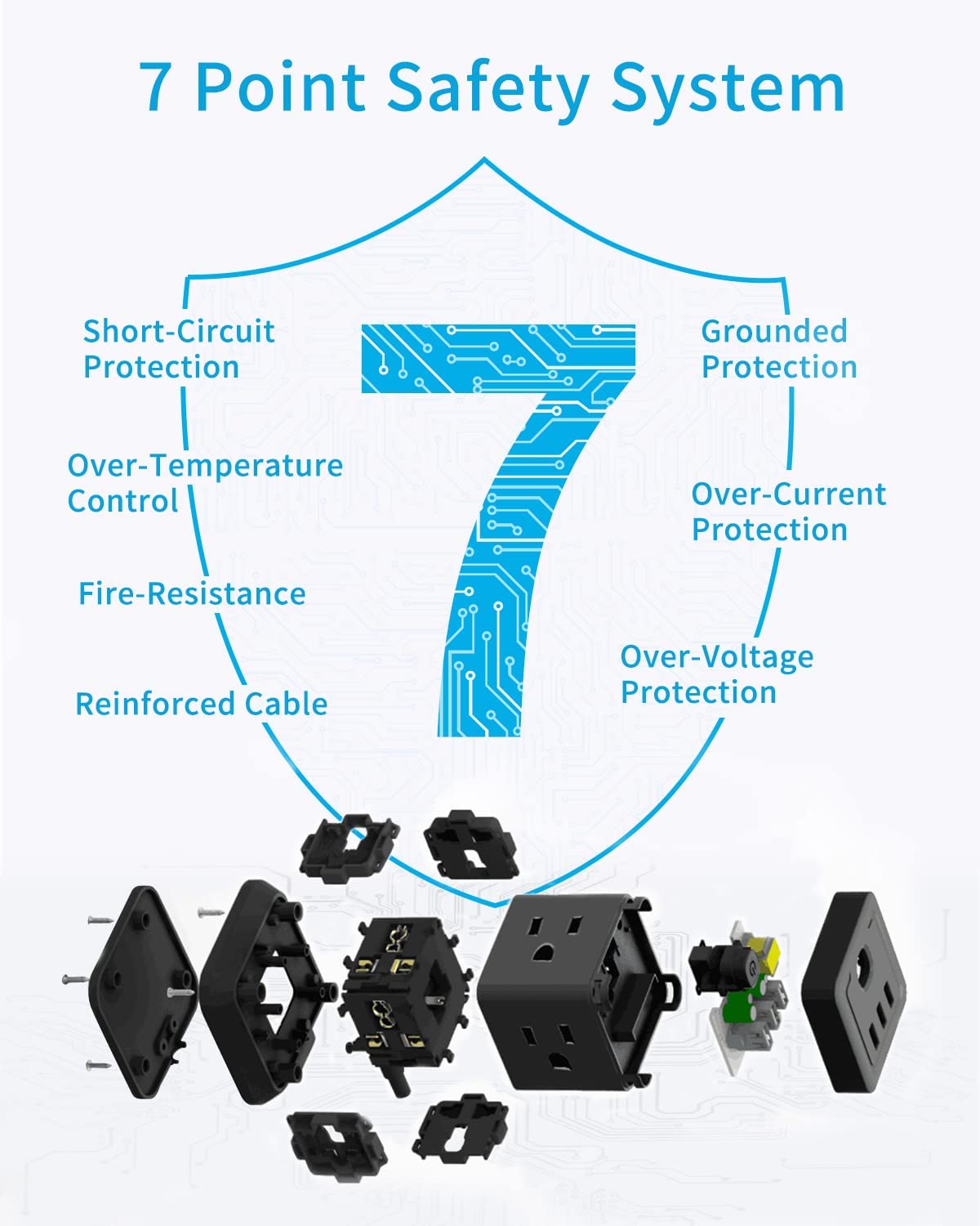 FDTEK power strip multi-device charging supports phones, tablets, and more