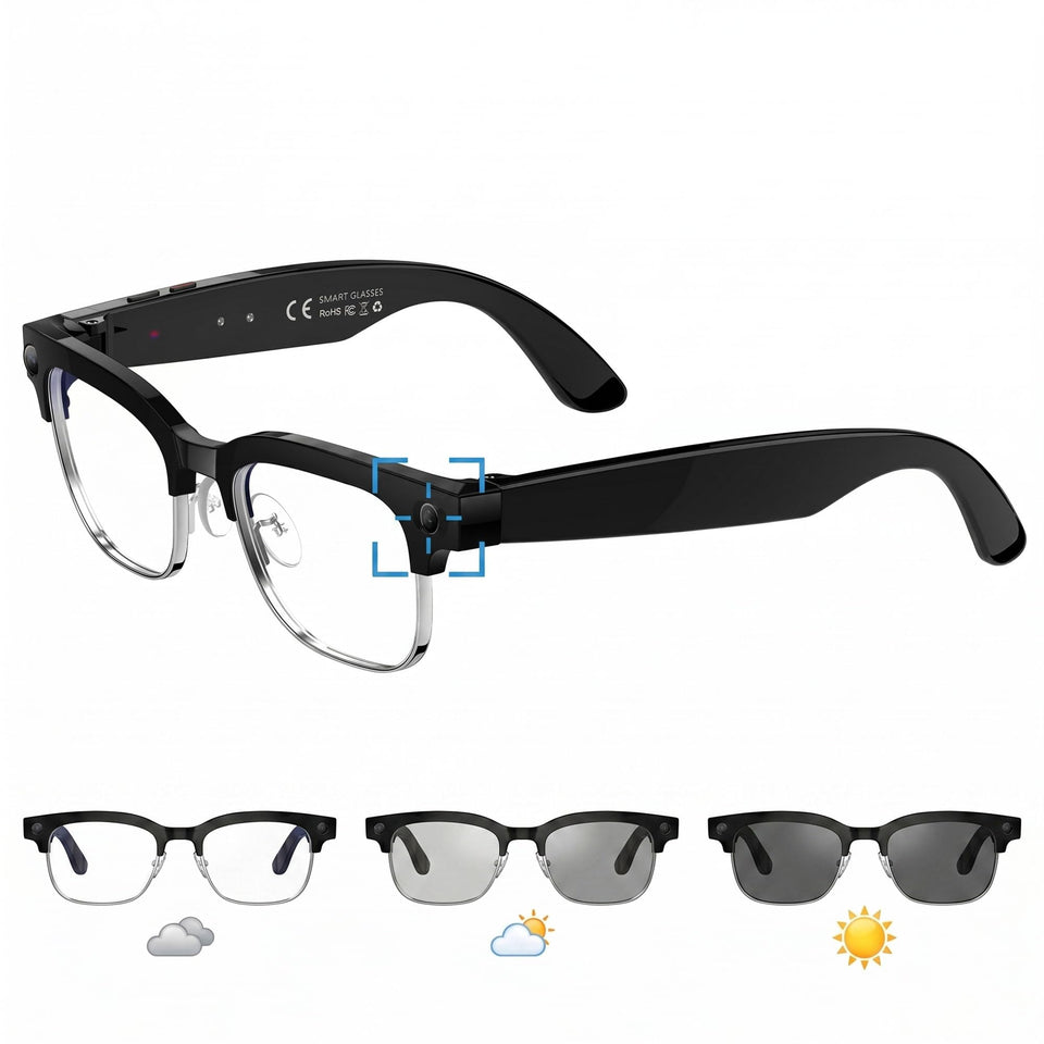 Fecoul AI Smart Camera Glasses capture 1080p POV video for hands-free vlogging
