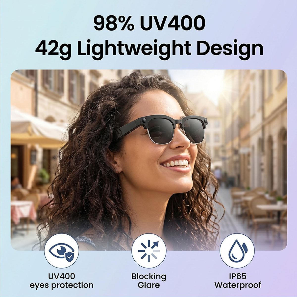 Fecoul AI Smart Camera Glasses support Bluetooth audio for music and calls