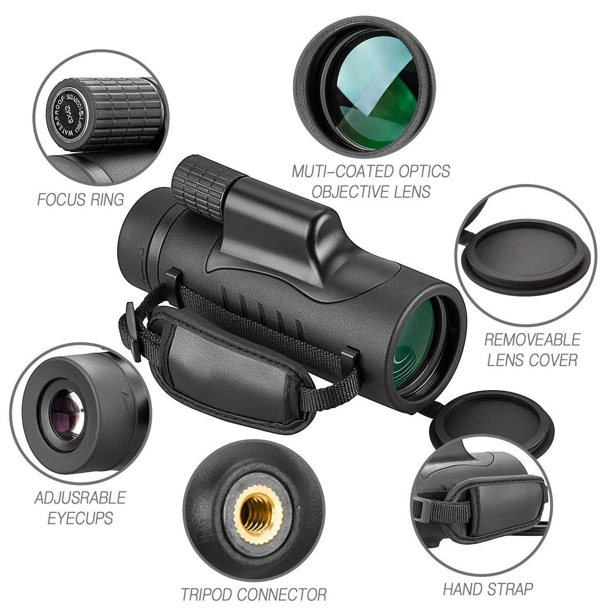 FEEMIC close-up of prism and coated lens, shows optical clarity benefit