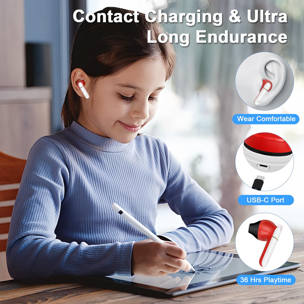 FEFURS Kids Earbuds two-pack enables sharing with family for group listening