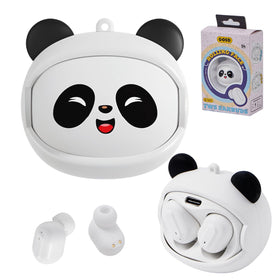 FEFURS Panda earbuds with rotating case for easy on-the-go charging.
