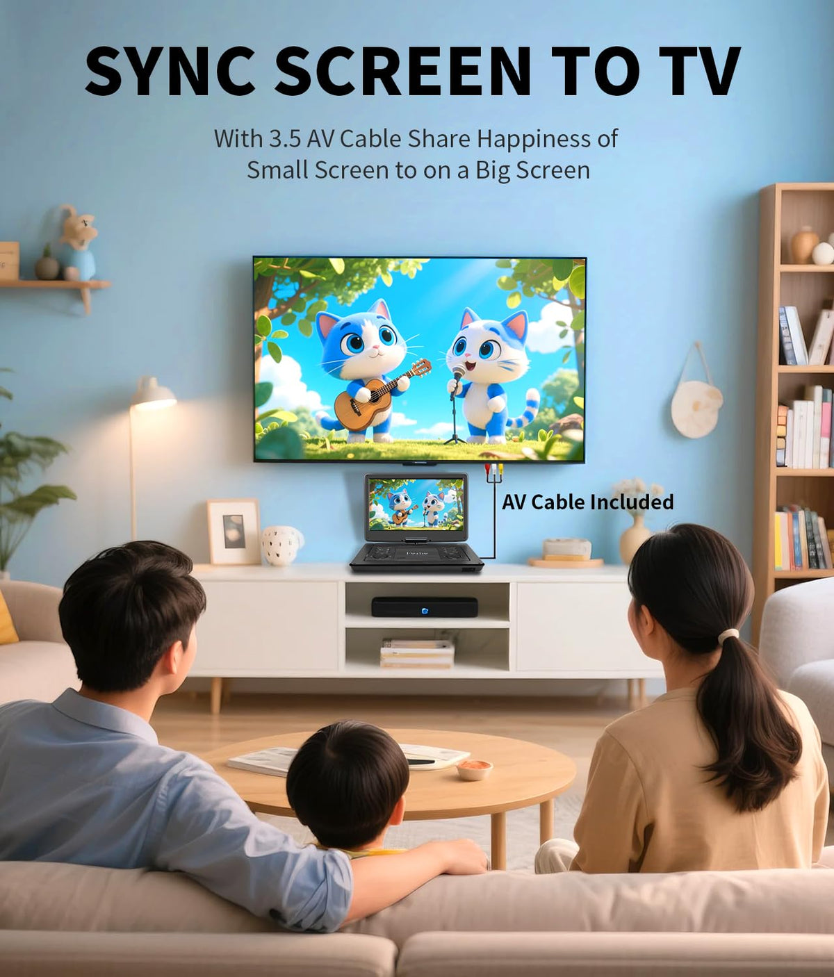 Feihe portable DVD TV HDMI connection enables external media playback.