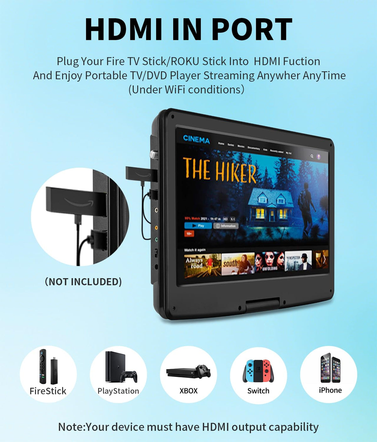 Feihe portable DVD TV in-use car showcases family movie nights on the road.