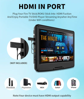 Feihe portable DVD TV in-use car showcases family movie nights on the road.