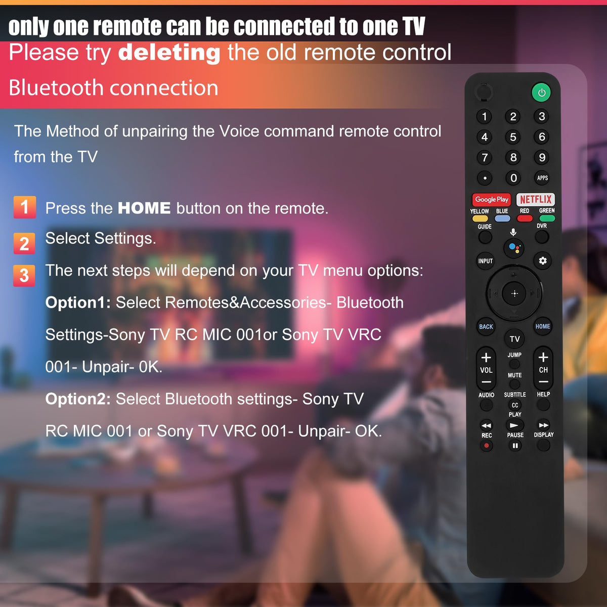 Feikeer RMF-TX500U pairing process illustrating easy Sony TV pairing