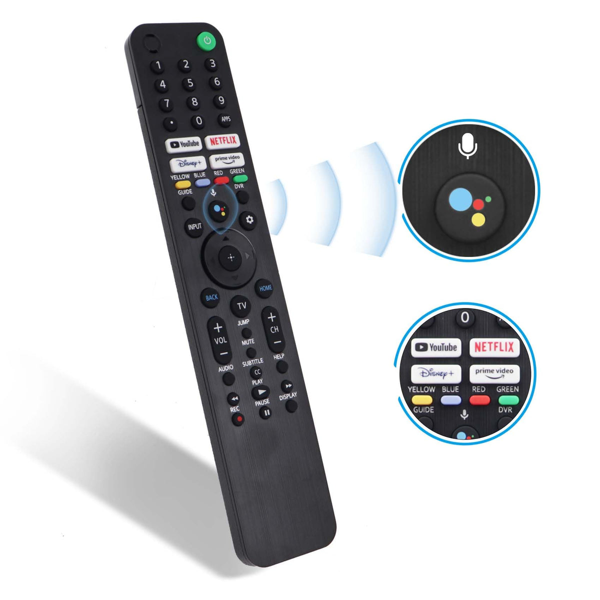 Feikeer RMF-TX520U remote front view for Sony TVs with quick navigation