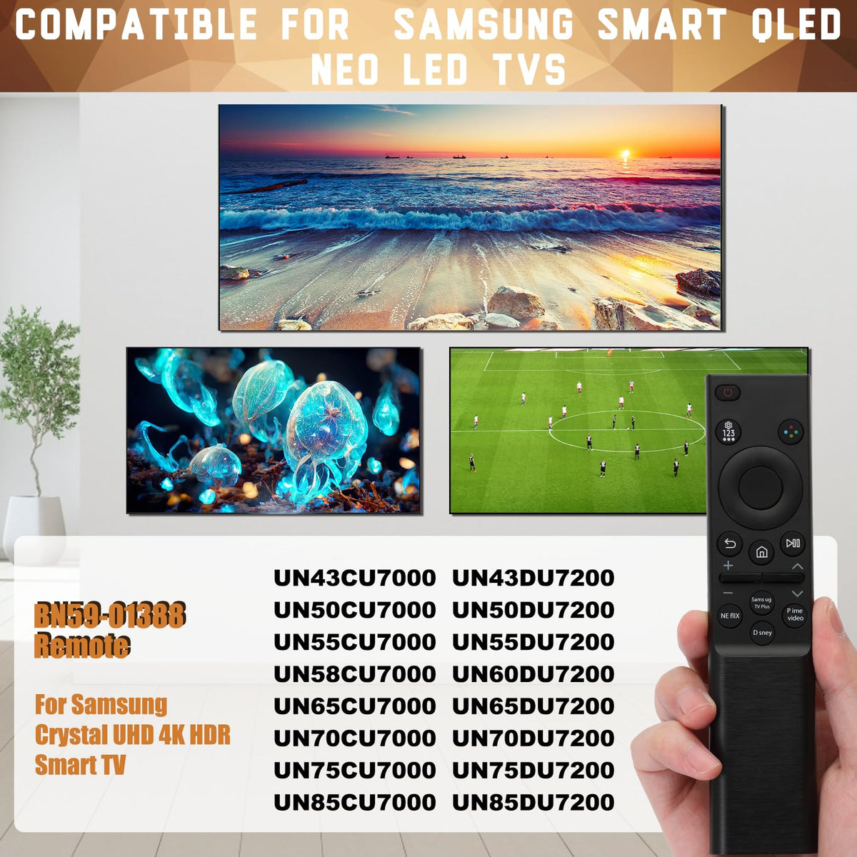 Feikeer BN59-01388 remote featuring voice search for hands-free control.