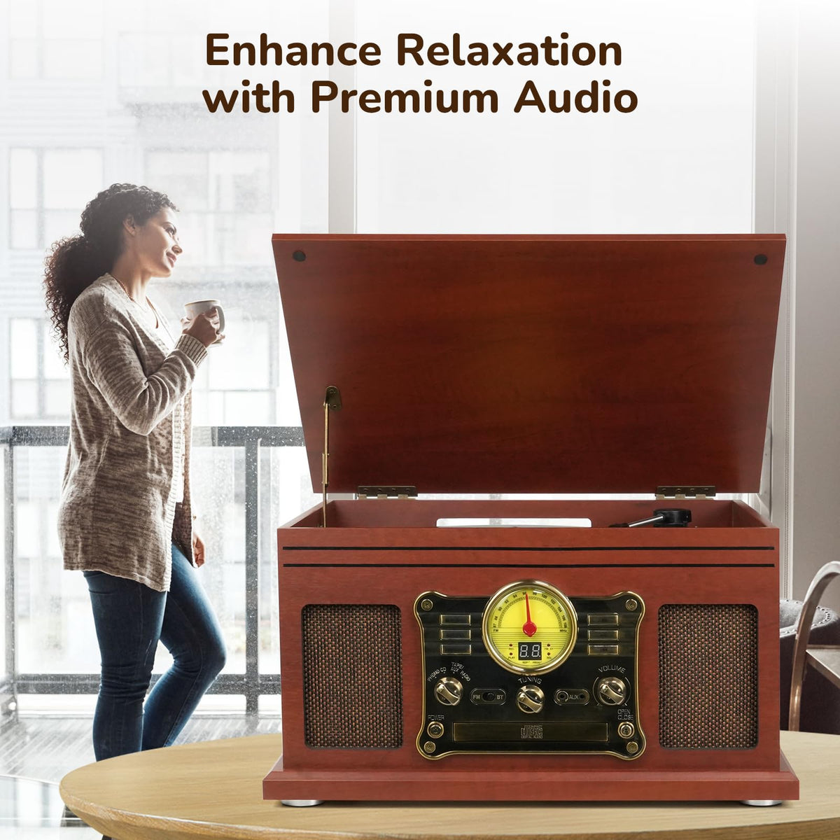 FEKTIK 3-speed belt-drive turntable suitable for 33/45/78 rpm records