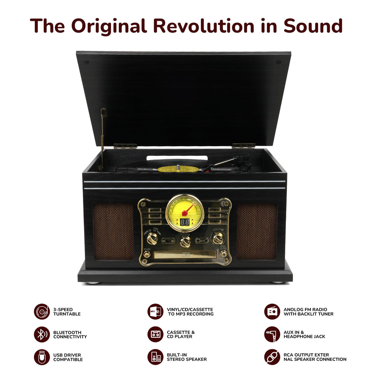 FEKTIK belt-drive rotation detail shows vibration-minimizing design for smoother playback.