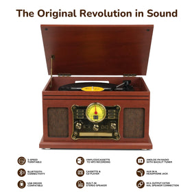 FEKTIK mahogany belt-drive turntable close-up ideal for smooth vinyl playback