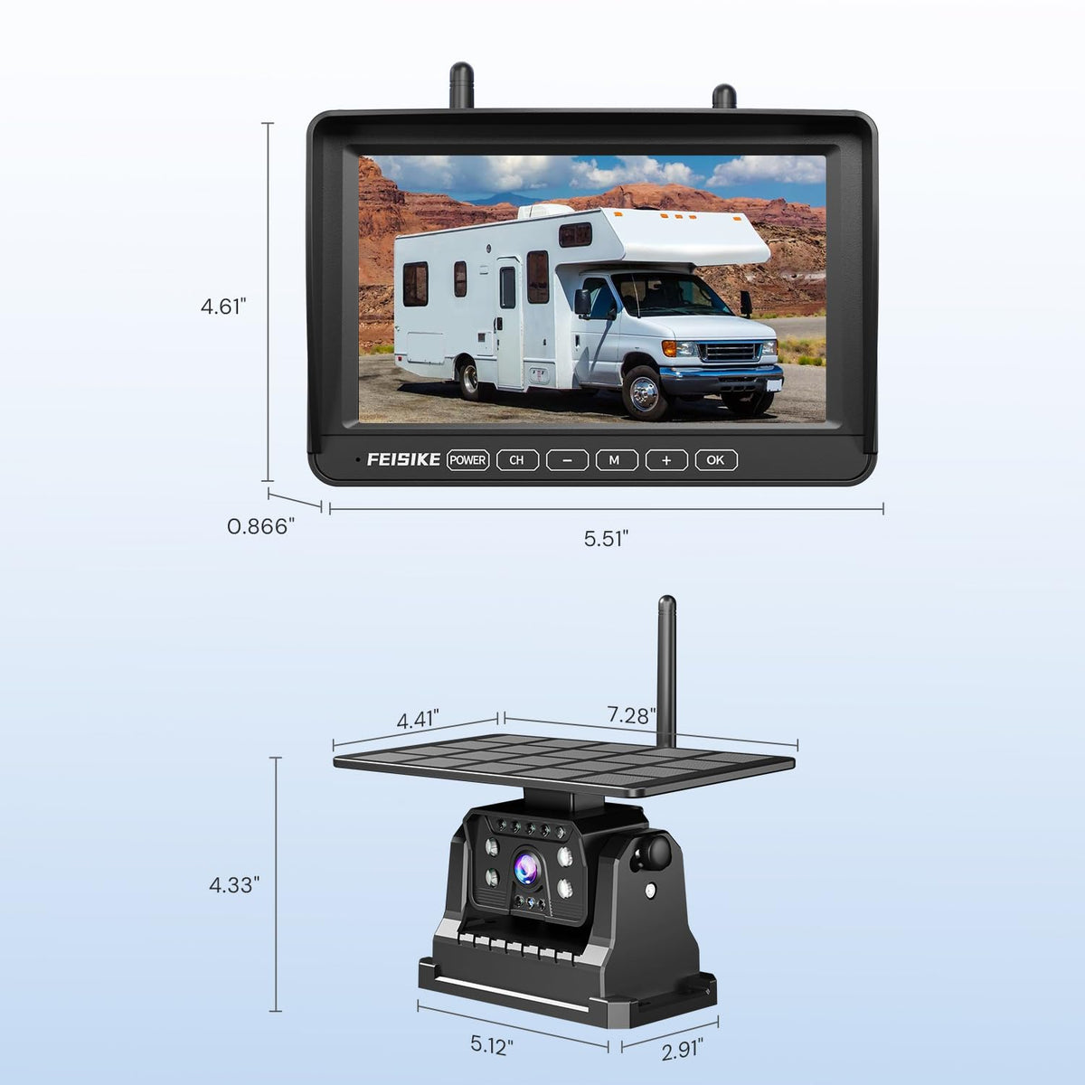 FEISIKE wide view 150-degree view enables split-screen monitoring.