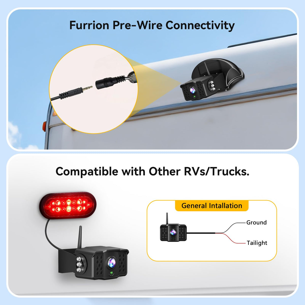FEISIKE wireless backup camera 7-inch monitor – side-mount setup for easy installation