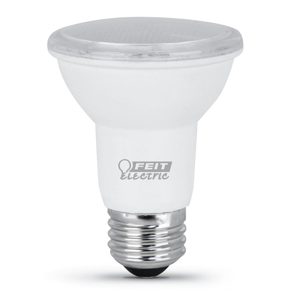 Feit Electric PAR20 LED bulb in damp-rated outdoor porch fixture for covered exterior lighting