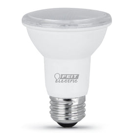 Feit Electric PAR20 LED bulb in damp-rated outdoor porch fixture for covered exterior lighting