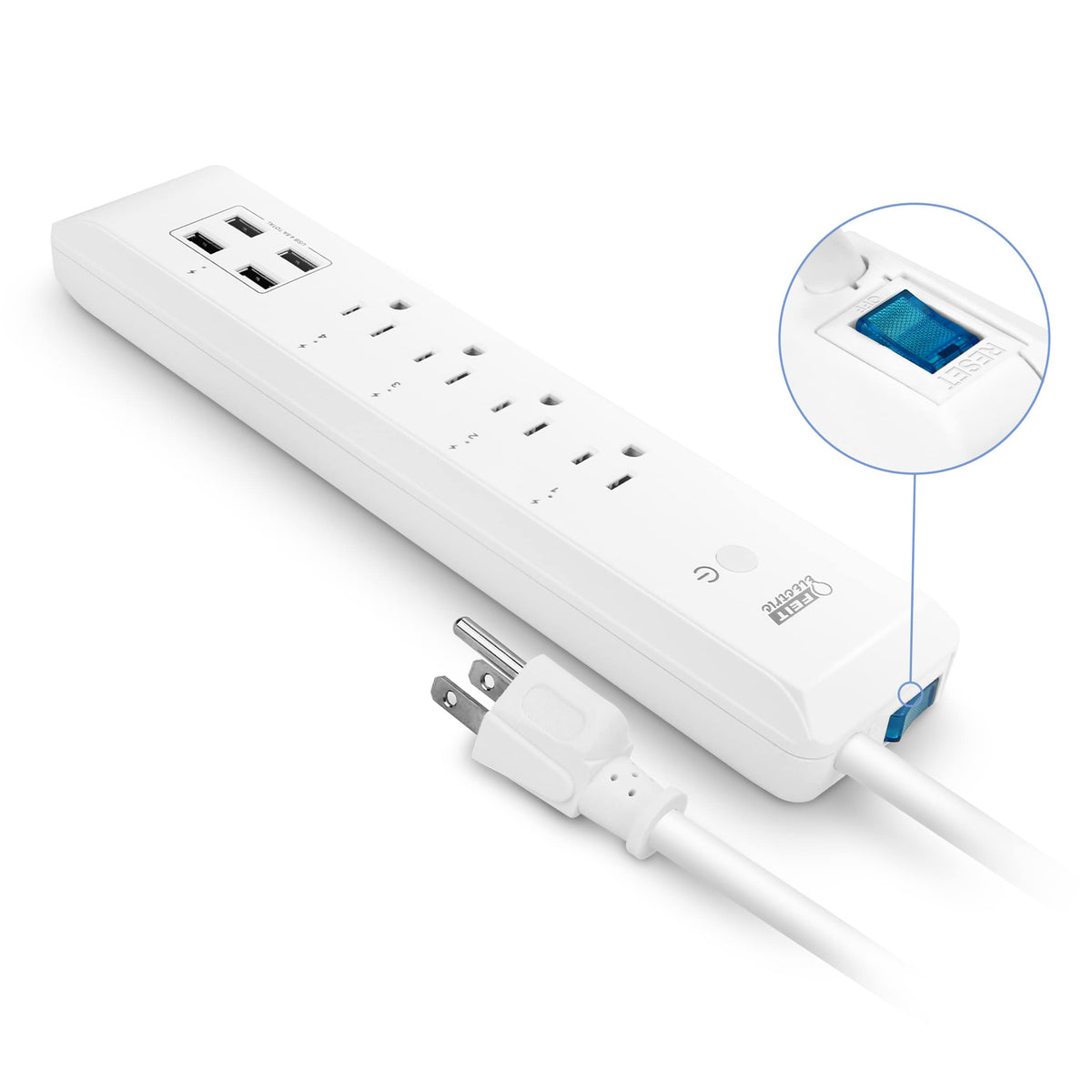 Feit Electric closeup of USB ports demonstrating fast multi-device charging