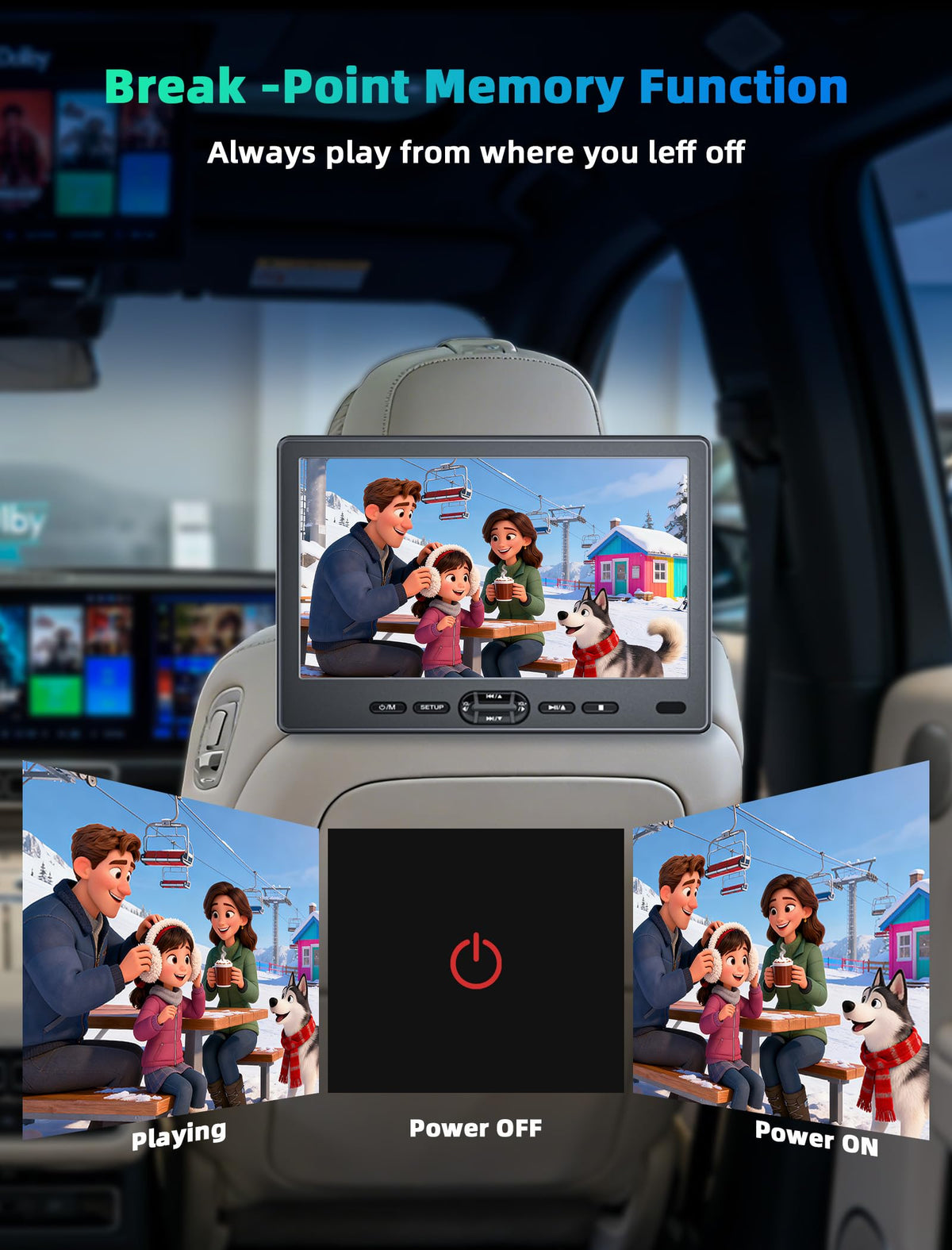 FELEMAN car charger power mode keeps playback ready while driving