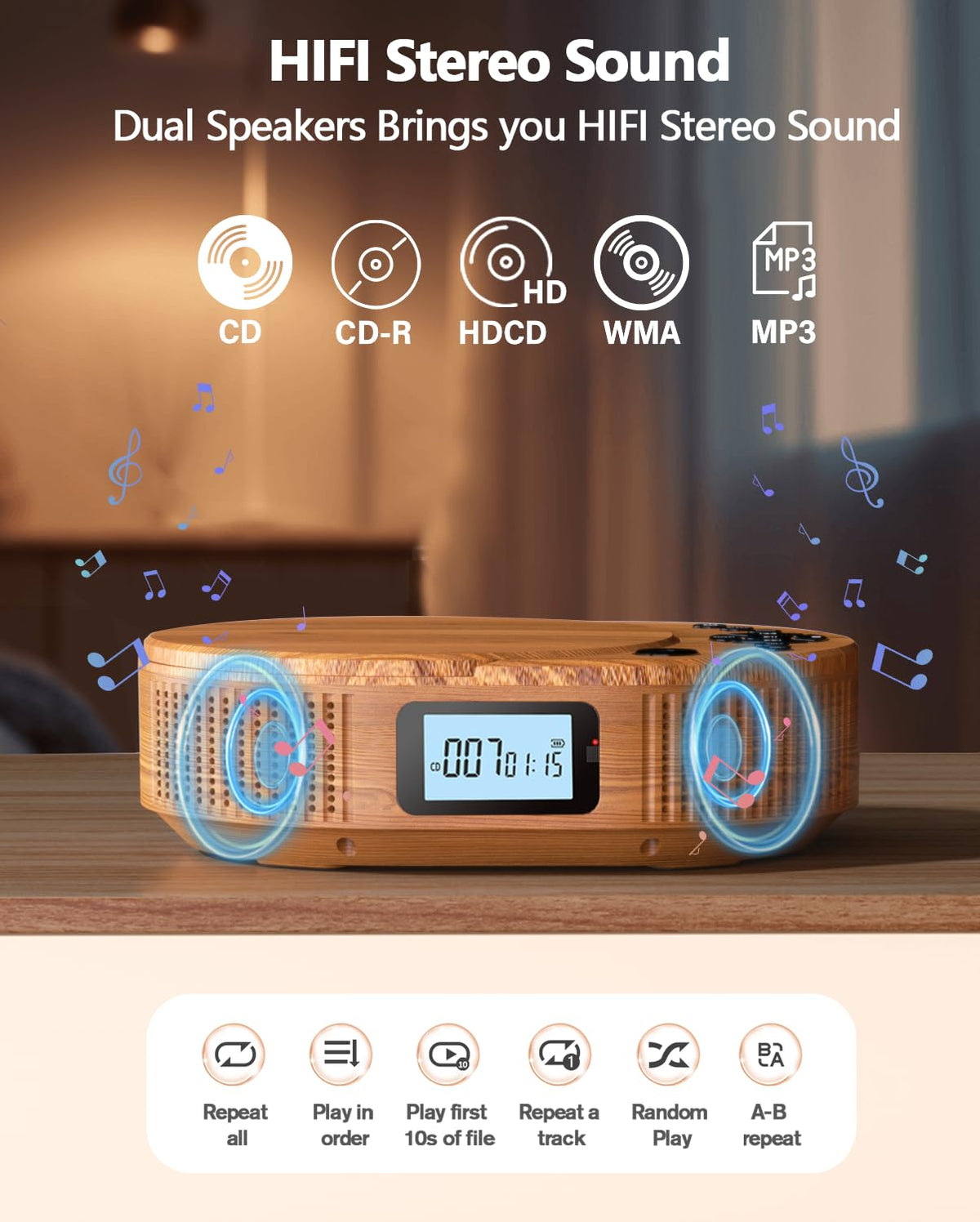 FELEMAN display and controls backlit screen for easy mode and track reading