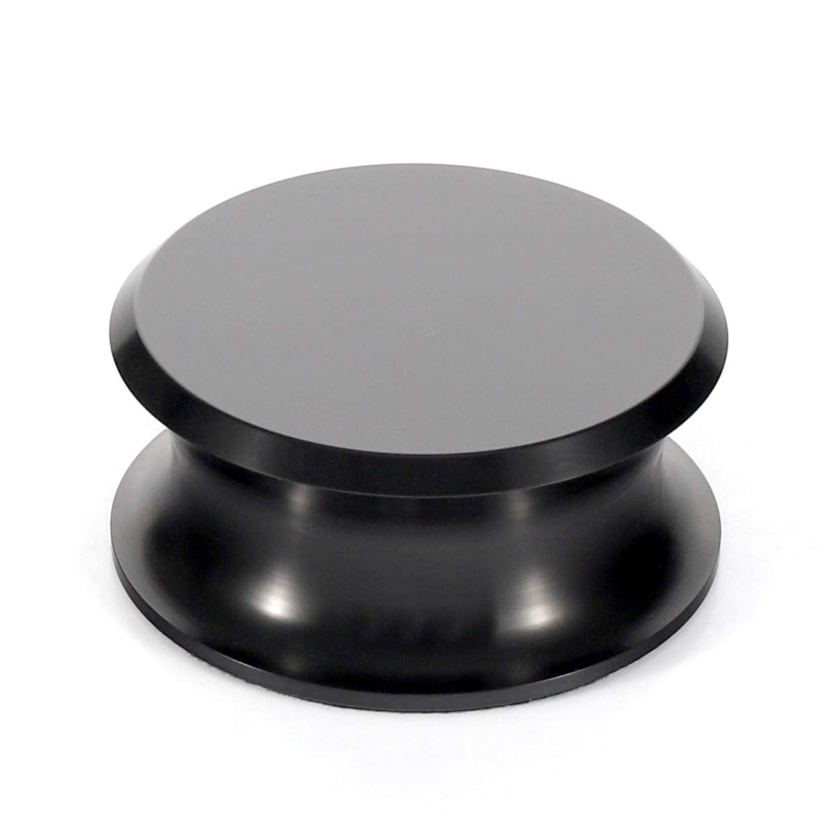 FEMELI record weight stabilizer side view improves vibration dampening on vinyl playback
