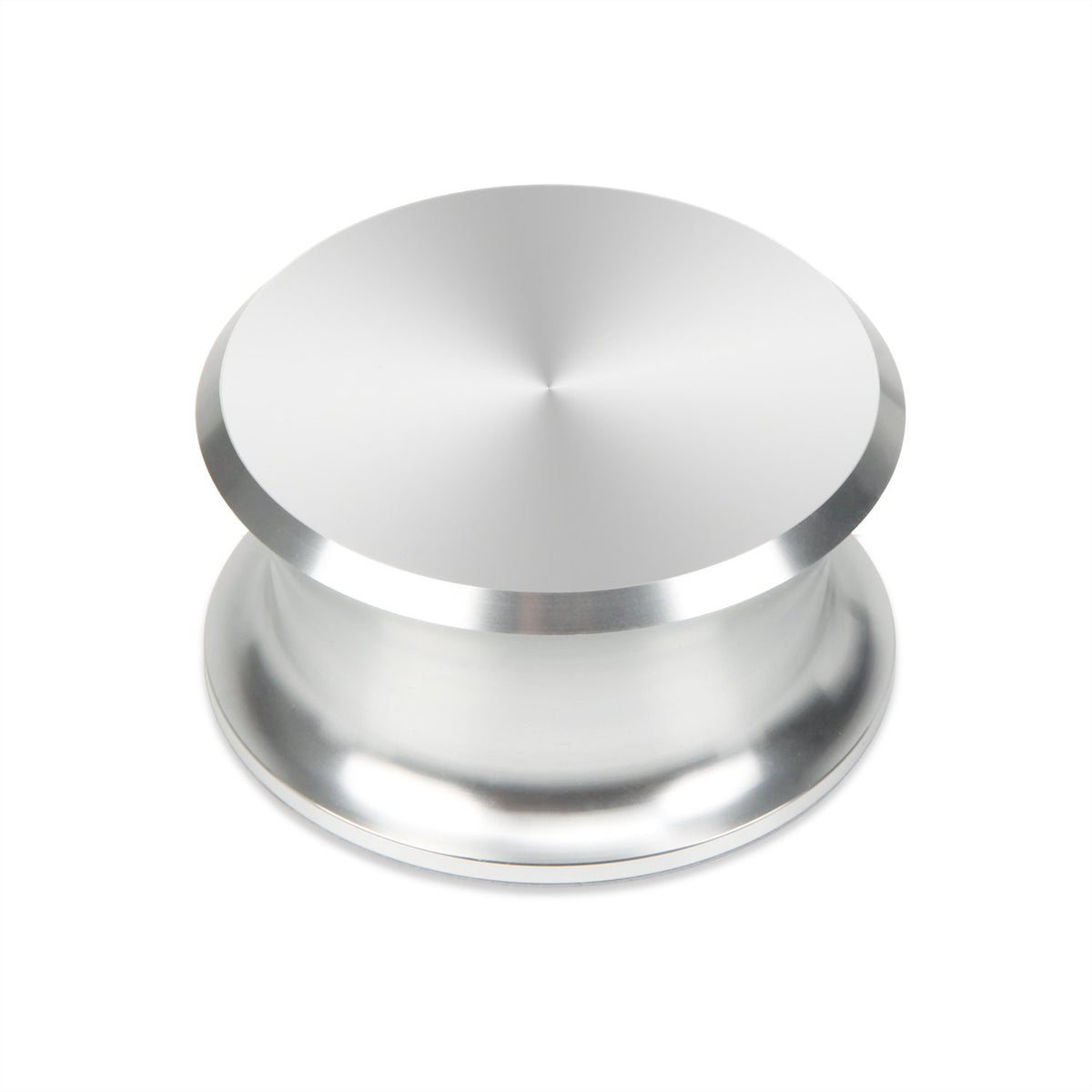 FEMELI record weight stabilizer in silver base reduces wobble for cleaner playback