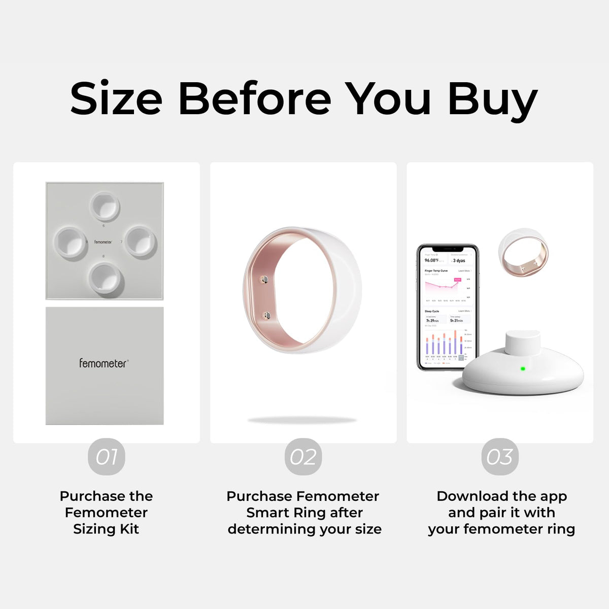 femometer Ring Gen1 clear dial display shows fertility data at a glance