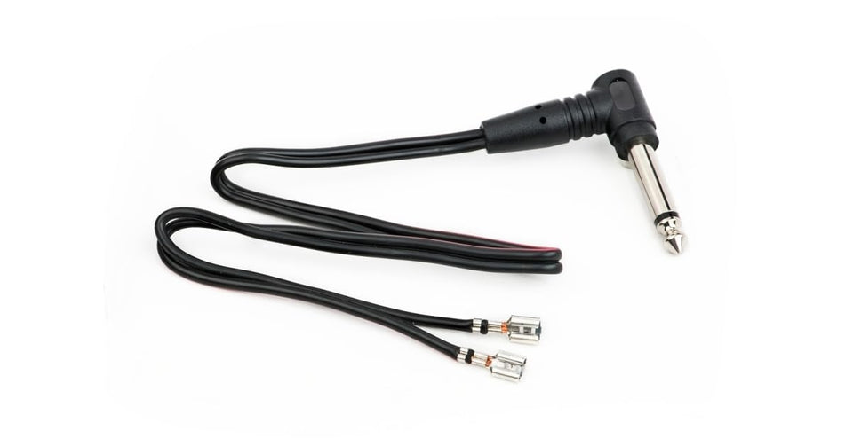 Fender internal speaker cable front view showing right-angle plug for secure connection