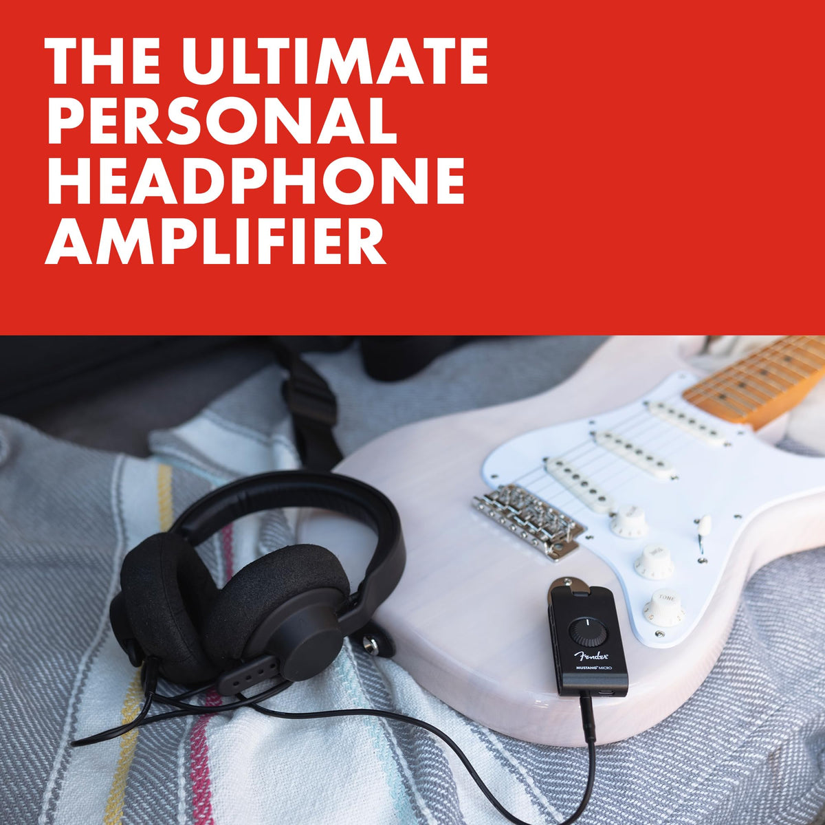 Direct guitar plug-in with headphones for silent practice