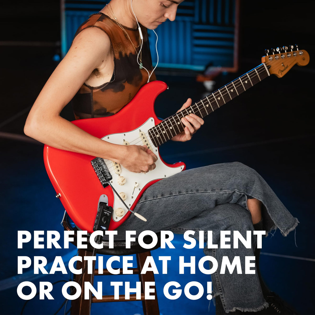 Fender Mustang Micro Plus long battery life supports hours of practice.