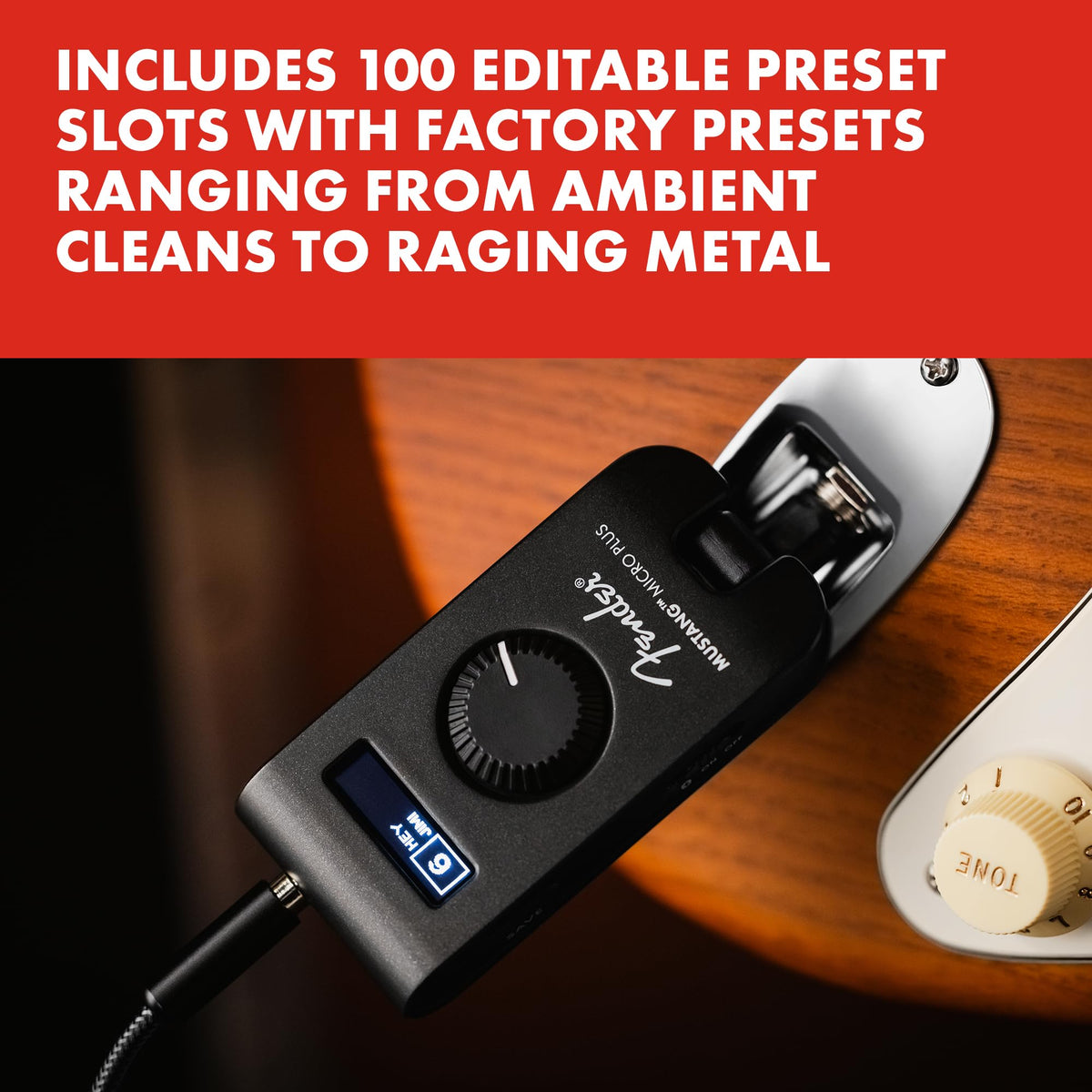 Fender Mustang Micro Plus Bluetooth streaming lets you jam with tracks in real time.