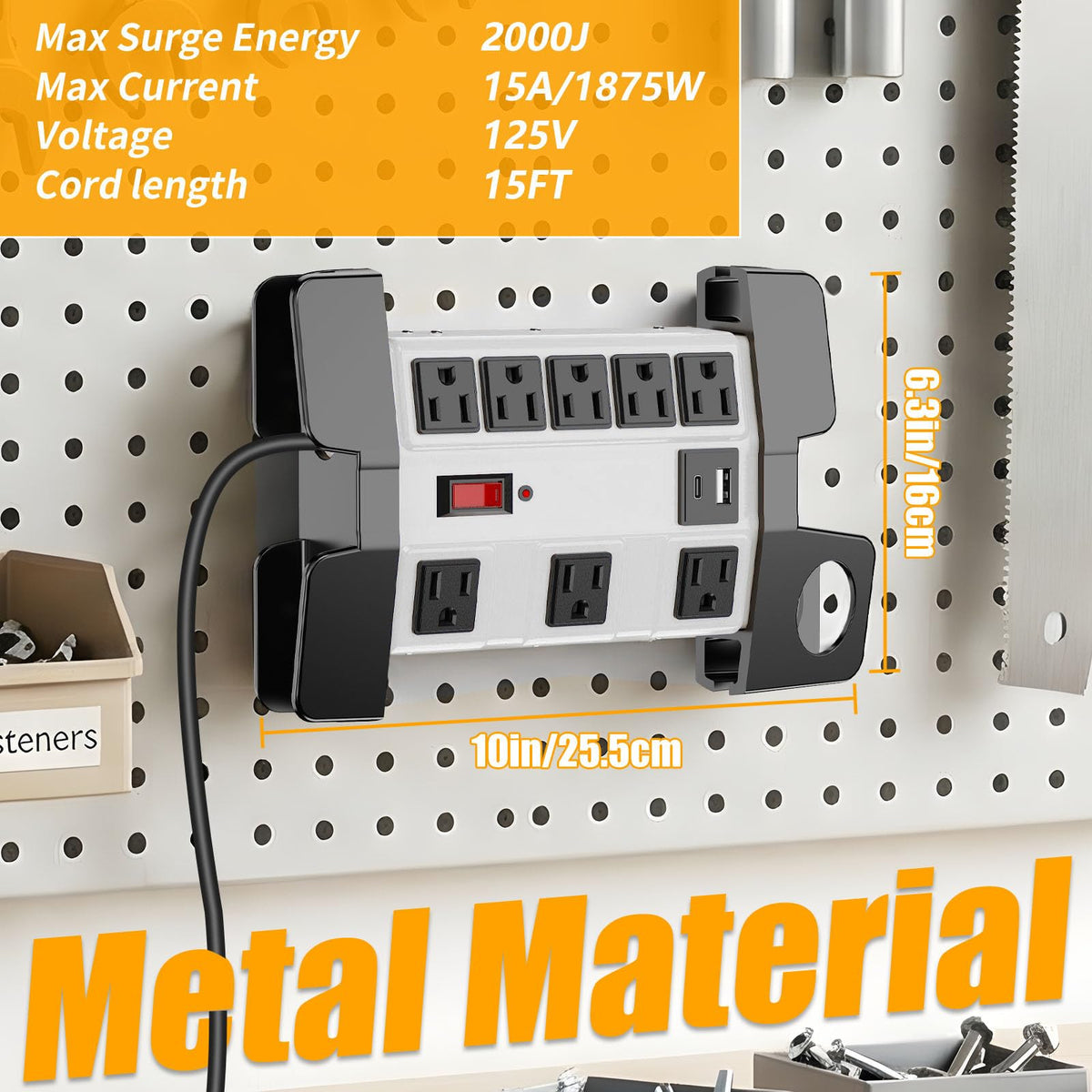 FENJIKRONIX close-up of wide-spaced outlets accommodating bulky adapters for tool convenience