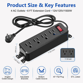 FENJIKRONIX flat-plug power strip maximizes desk space and accessibility