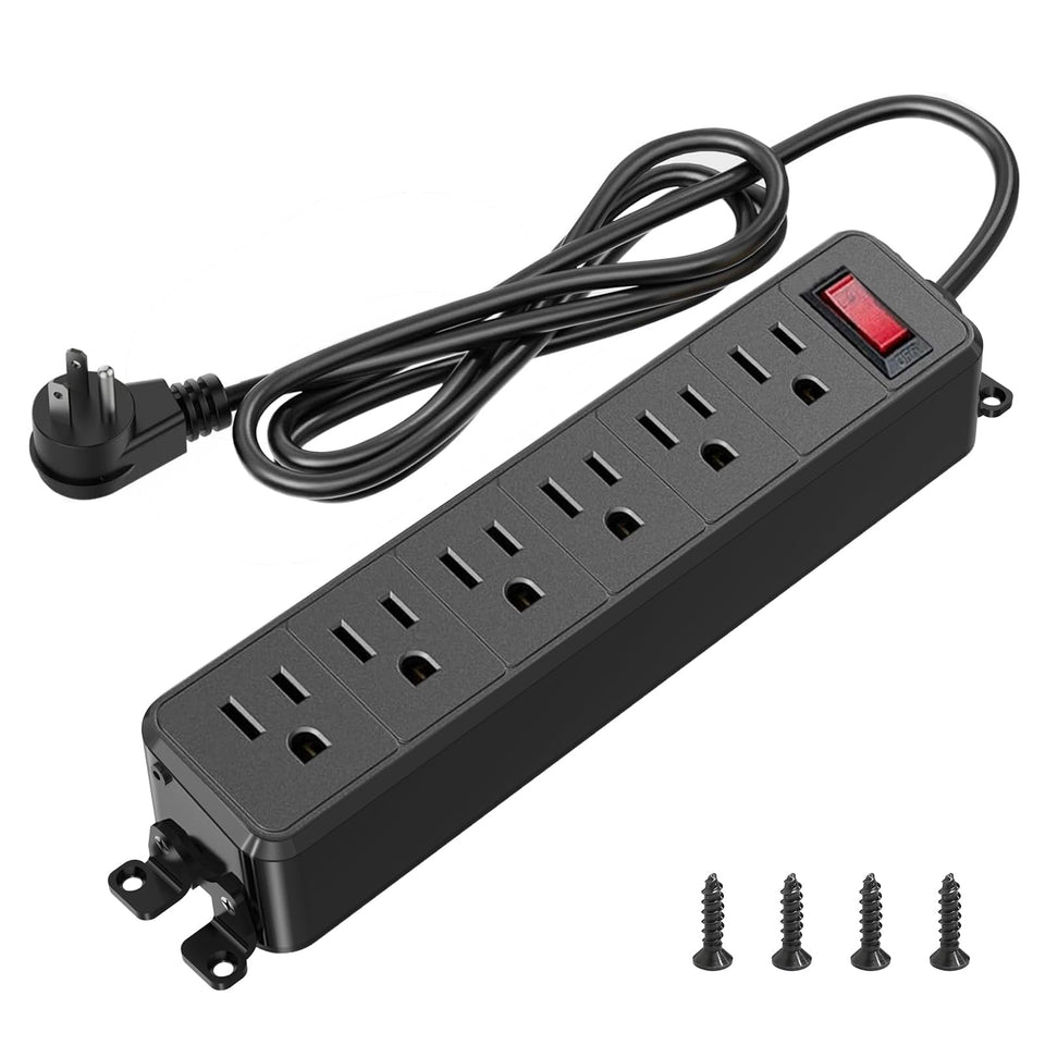 FENJIKRONIX wall-mount power strip with six outlets for organized desk setup
